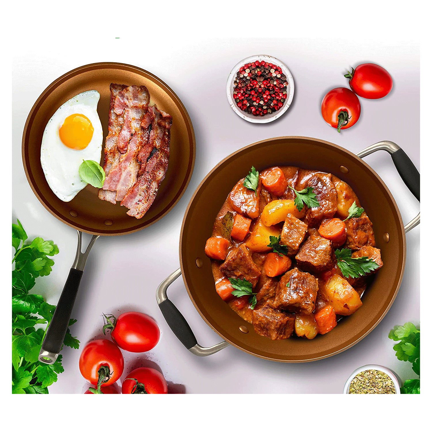NutriChef 14 Piece Nonstick Ceramic Kitchen Cookware Pots & Pan (Open Box) - VMInnovations