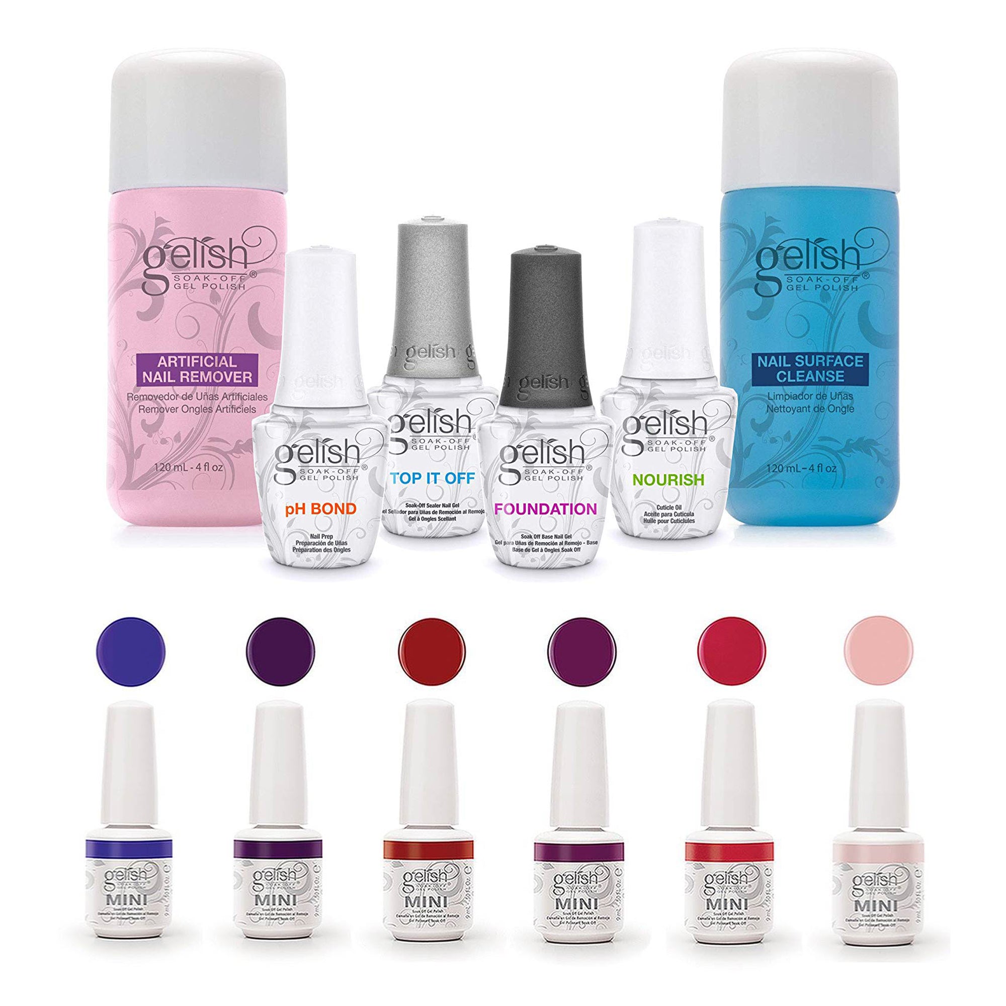 Gelish Basix Care Kit + Gelish Mini Fearless & Fun Kung Fu Flair Gel Polish Set - VMInnovations