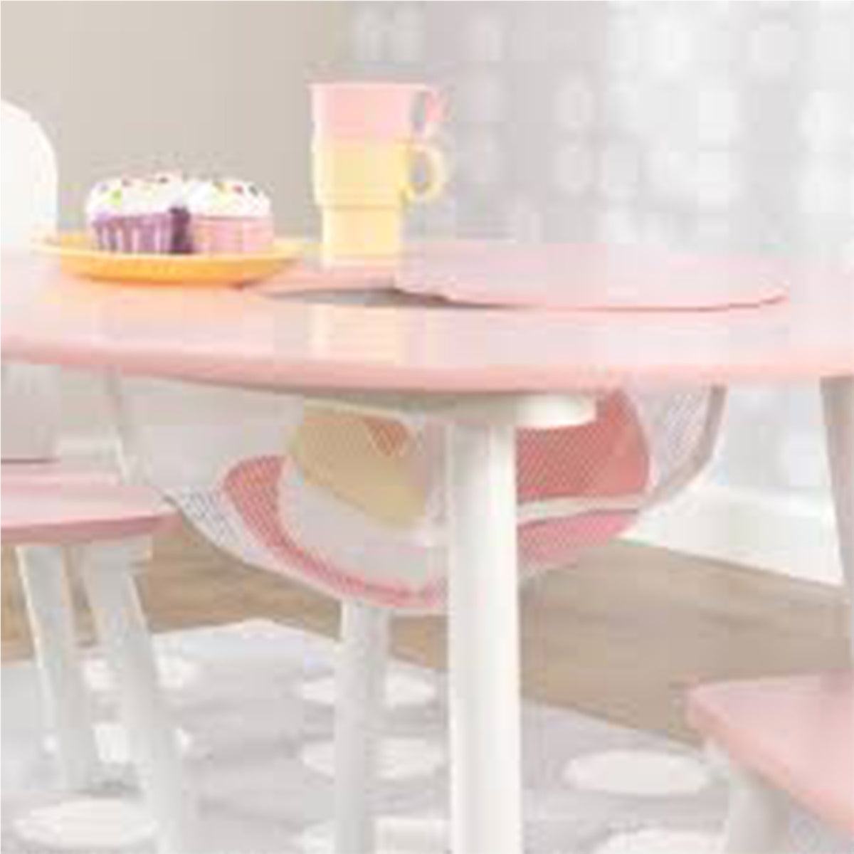 KidKraft 26165 Round Storage Crafting Table and 2 Chair Set for Children, Pink - VMInnovations