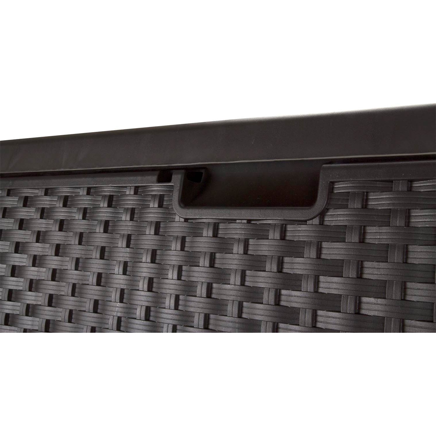 Suncast 99 Gallon Deck Garden Garage Home Wicker Resin Pool Box-Mocha (Used)