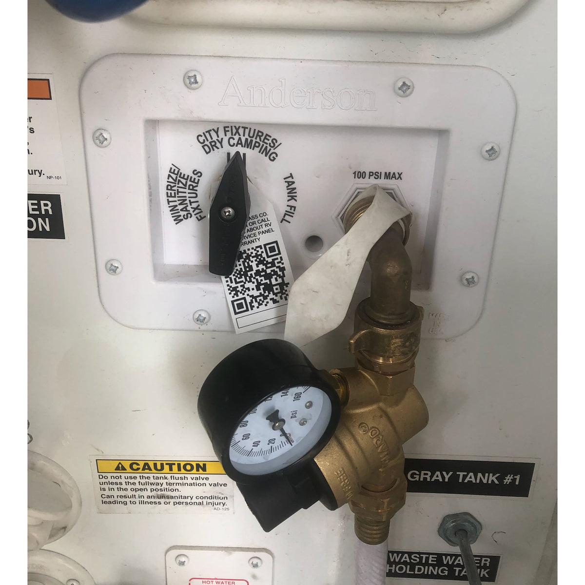 ABCO RV MANRV101-RF RV Water Service Panel with 4 Function Low Lead Valve (Used)