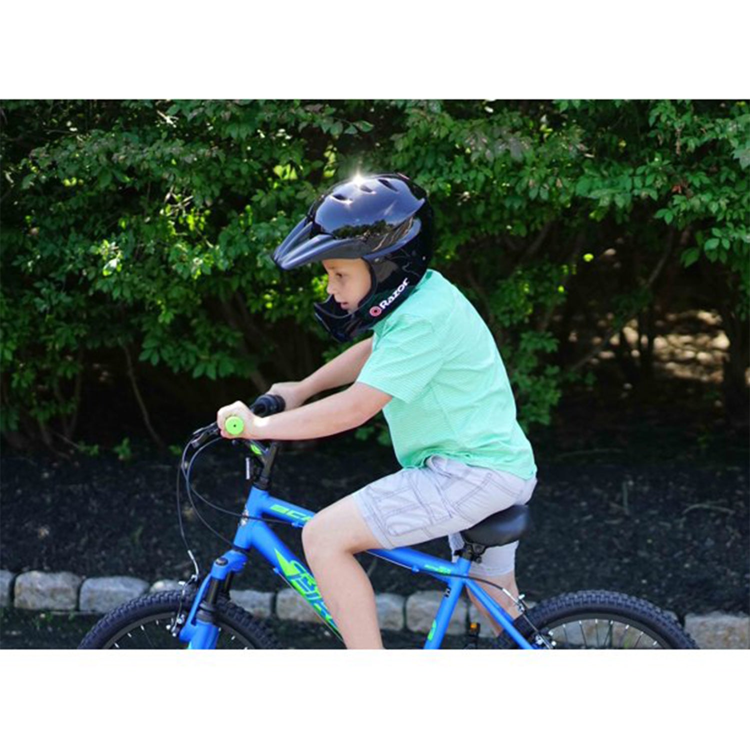 Razor Kids Youth Full Face Padded BMX Bike Bicycle Scooter Helmet, Glossy Black (For Parts)