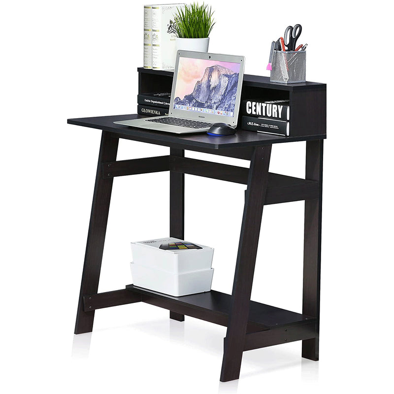 Furinno Simplistic Rectangle A Frame Freestanding Computer Desk, Dark Walnut
