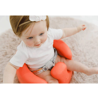 Bumbo Baby Infant Soft Foam Wide Floor Seat w/ Adjustable Harness, Living Coral