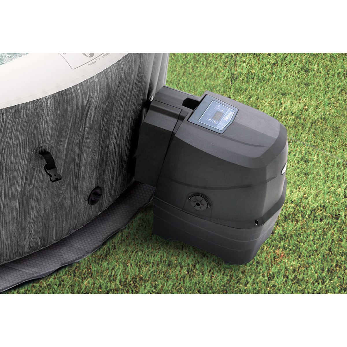 Intex Greywood Deluxe 4 Person Inflatable Hot Tub Bubble Jet Spa, Grey(Open Box)