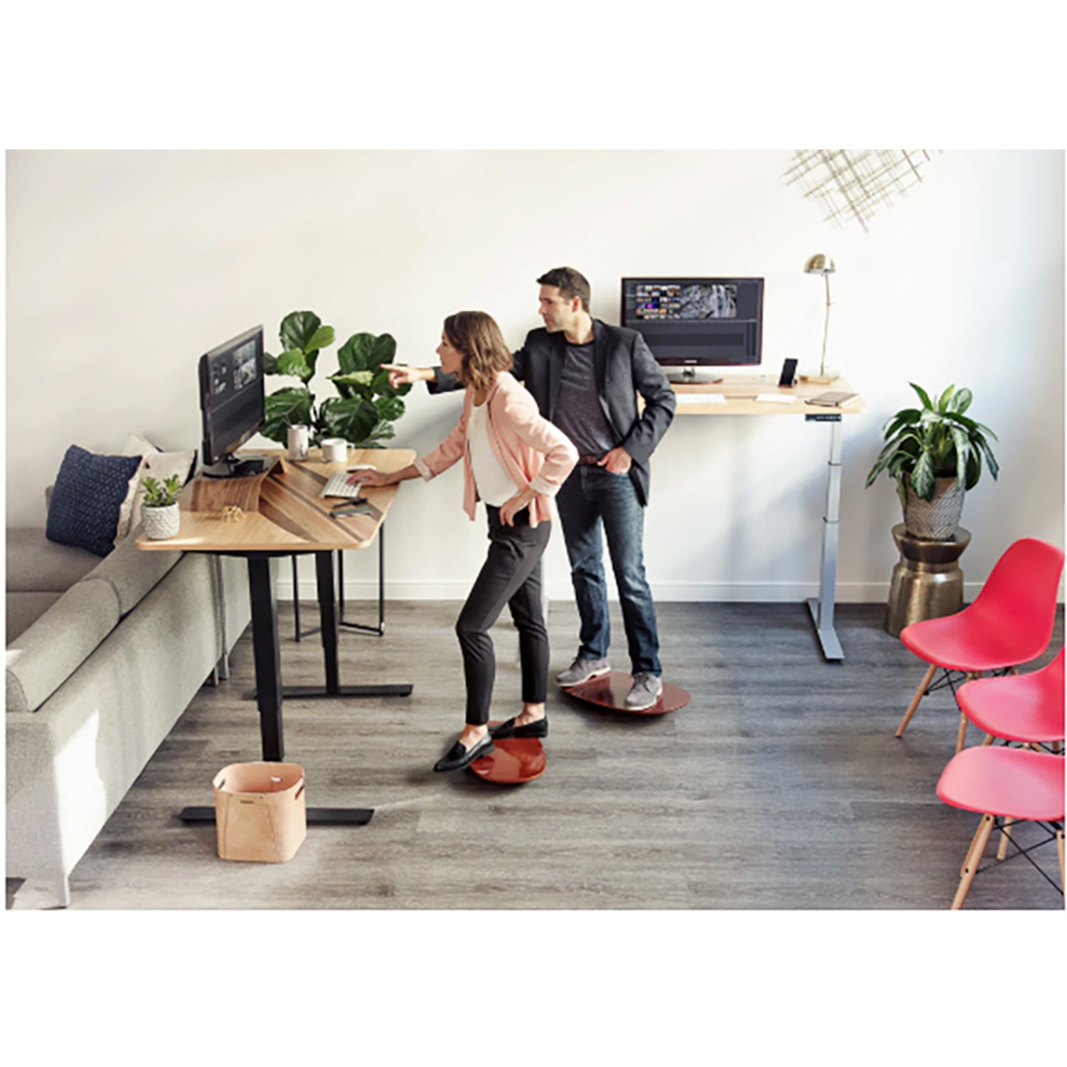 JumpSport AlleyOOP Standing Desk Balancing Wood Rocker Board, Bamboo (Used)