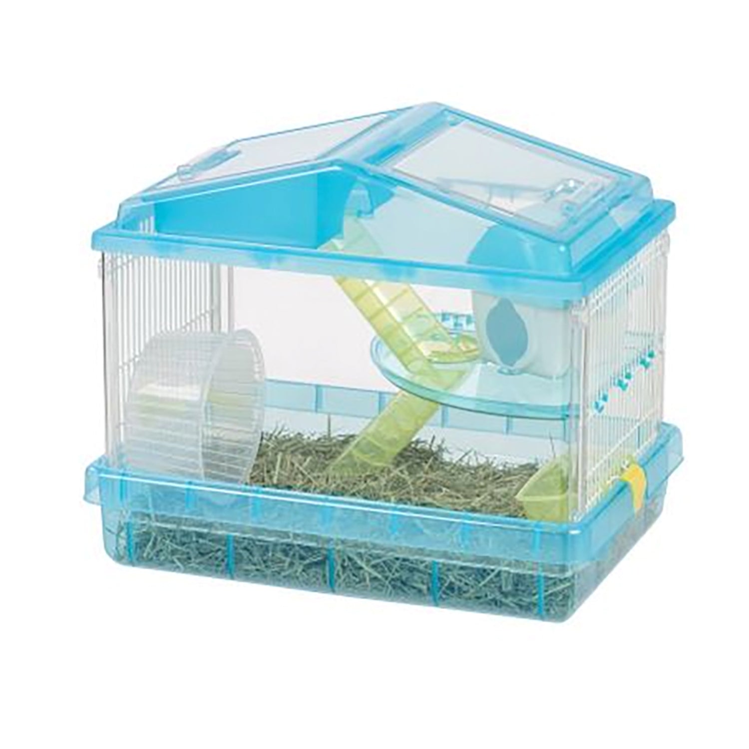 IRIS USA 587120 2-Level See-Through Plastic Hamster Cage with Wheel, Trans Blue