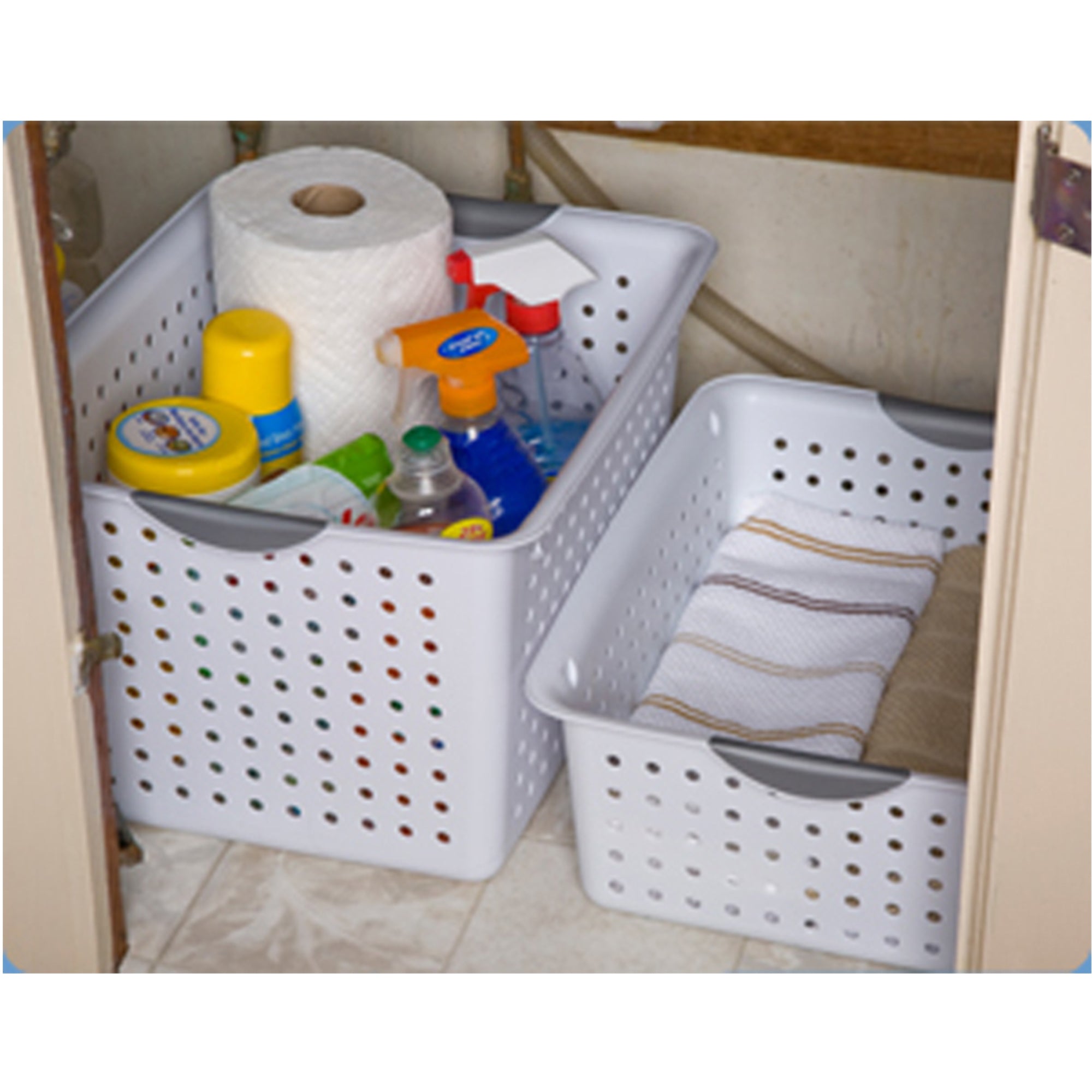 Sterilite Deep Ultra Plastic Storage Bin Organizer Basket, White (54 Pack)