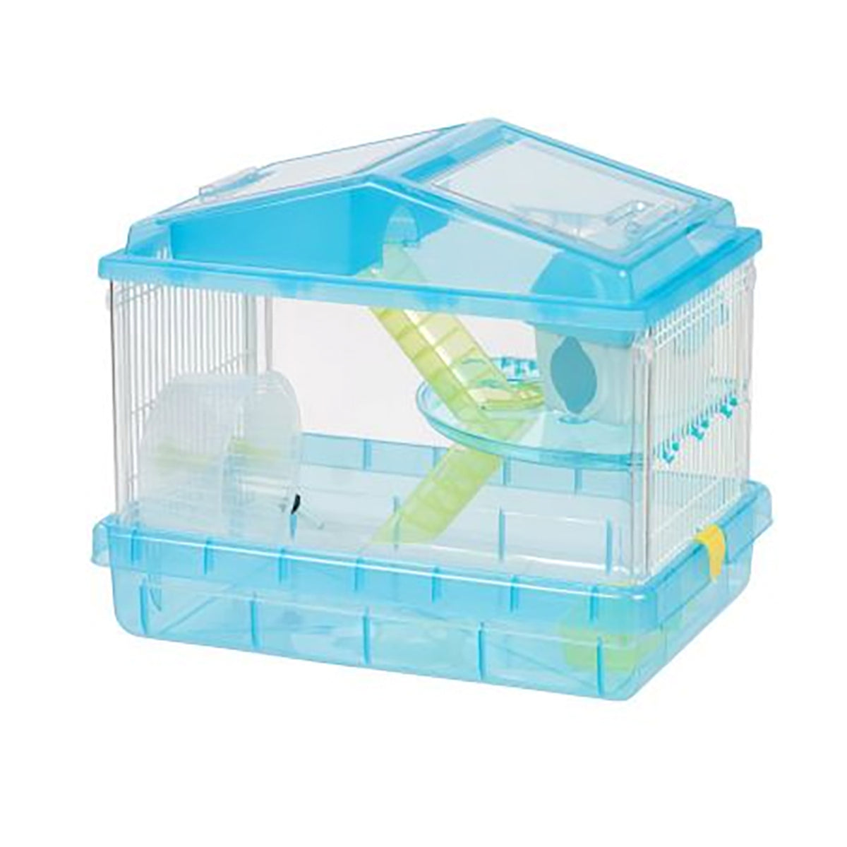 IRIS USA 587120 2-Level See-Through Plastic Hamster Cage with Wheel, Trans Blue