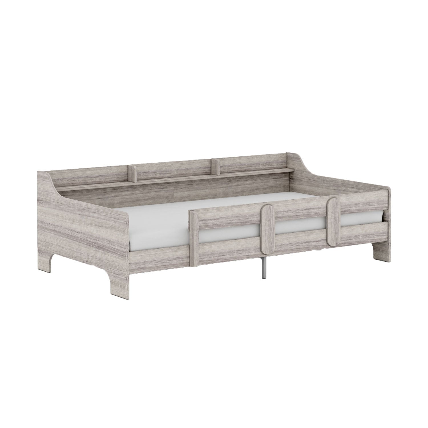 Rack Furniture Hamilton Twin Sized Loft Bed Frame with Storage Unit, Grey Wash