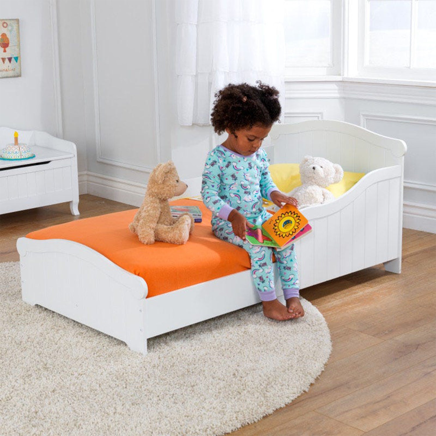 KidKraft Nantucket White Wood Baby/Toddler/Kids Transition Bed and Cot, White