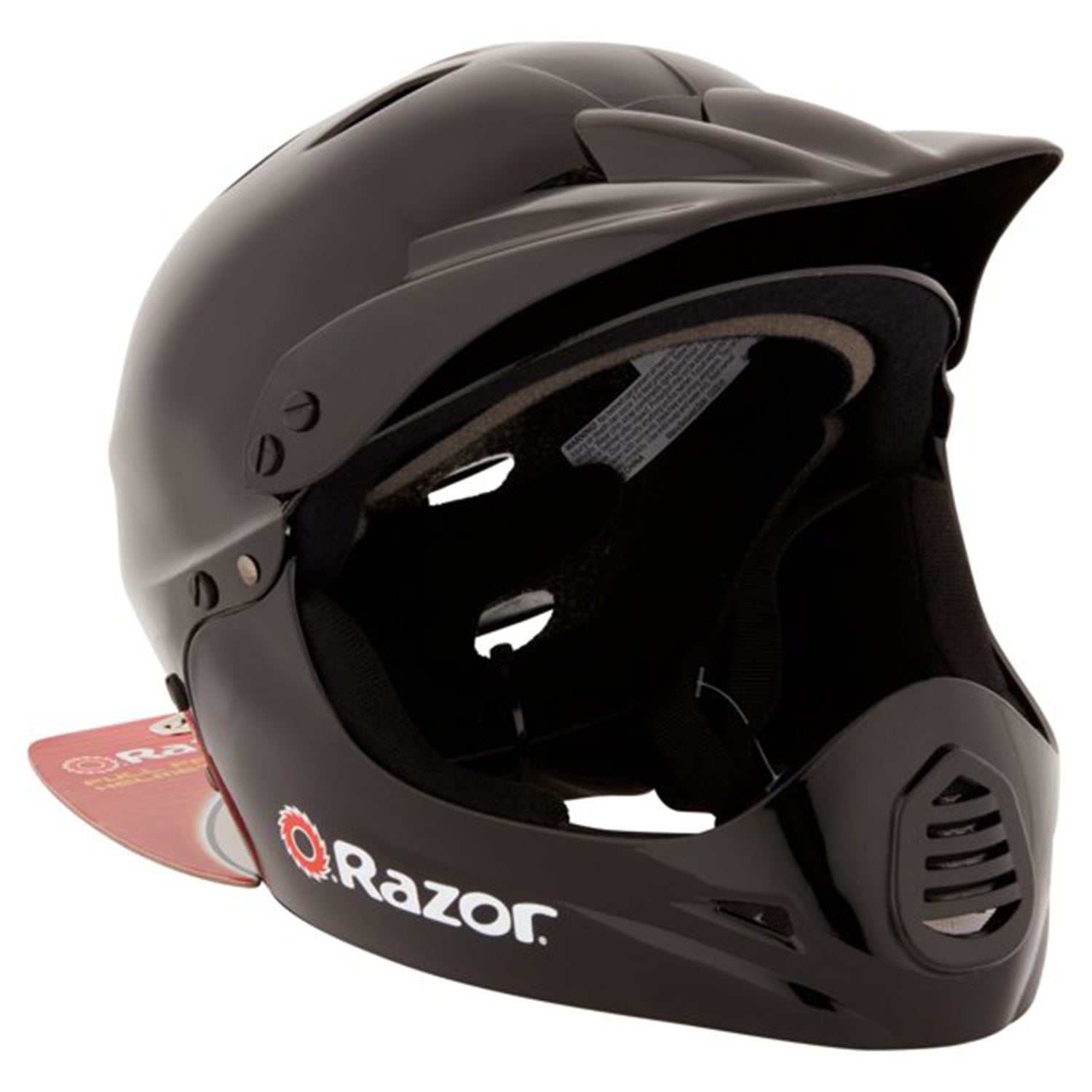 Razor Kids Youth Full Face Padded BMX Bike Bicycle Scooter Helmet, Glossy Black (For Parts)