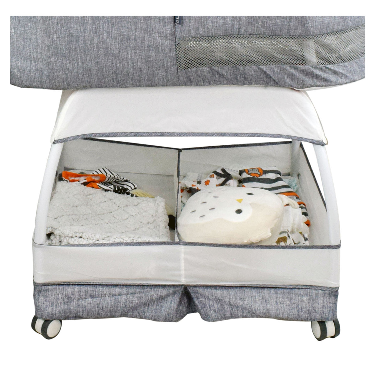 TruBliss Baby Sweetli Deluxe Bassinet Crib Sleeper with Mobile, Stonewash Gray - VMInnovations