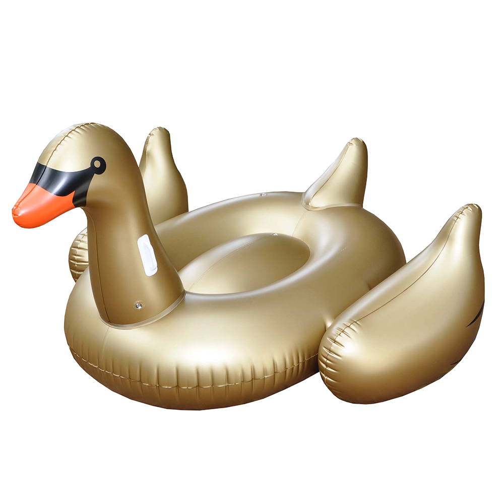 Swimline Golden Swan 75" Inflatable Float & American Bald Eagle Riding Float