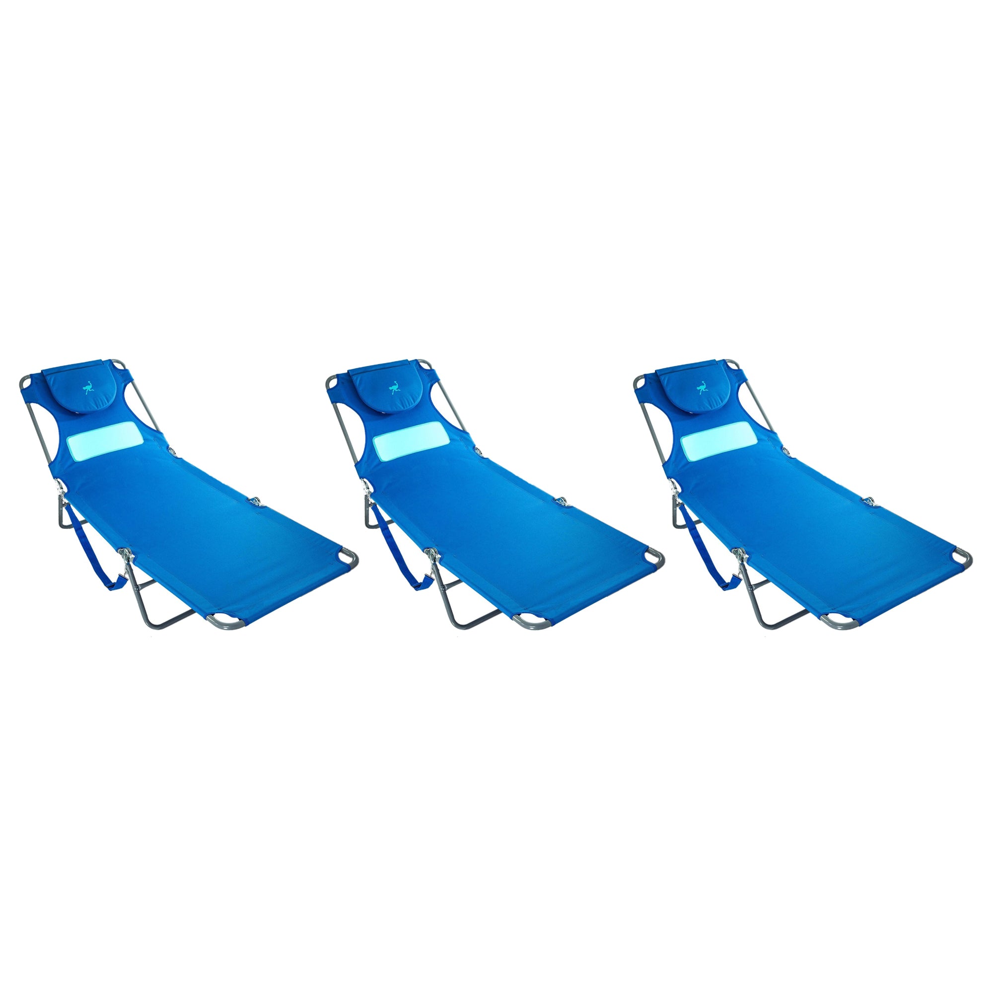 Ostrich Comfort Lounger Face Down Sunbathing Chaise Lounge Beach Chair (3 Pack) - VMInnovations