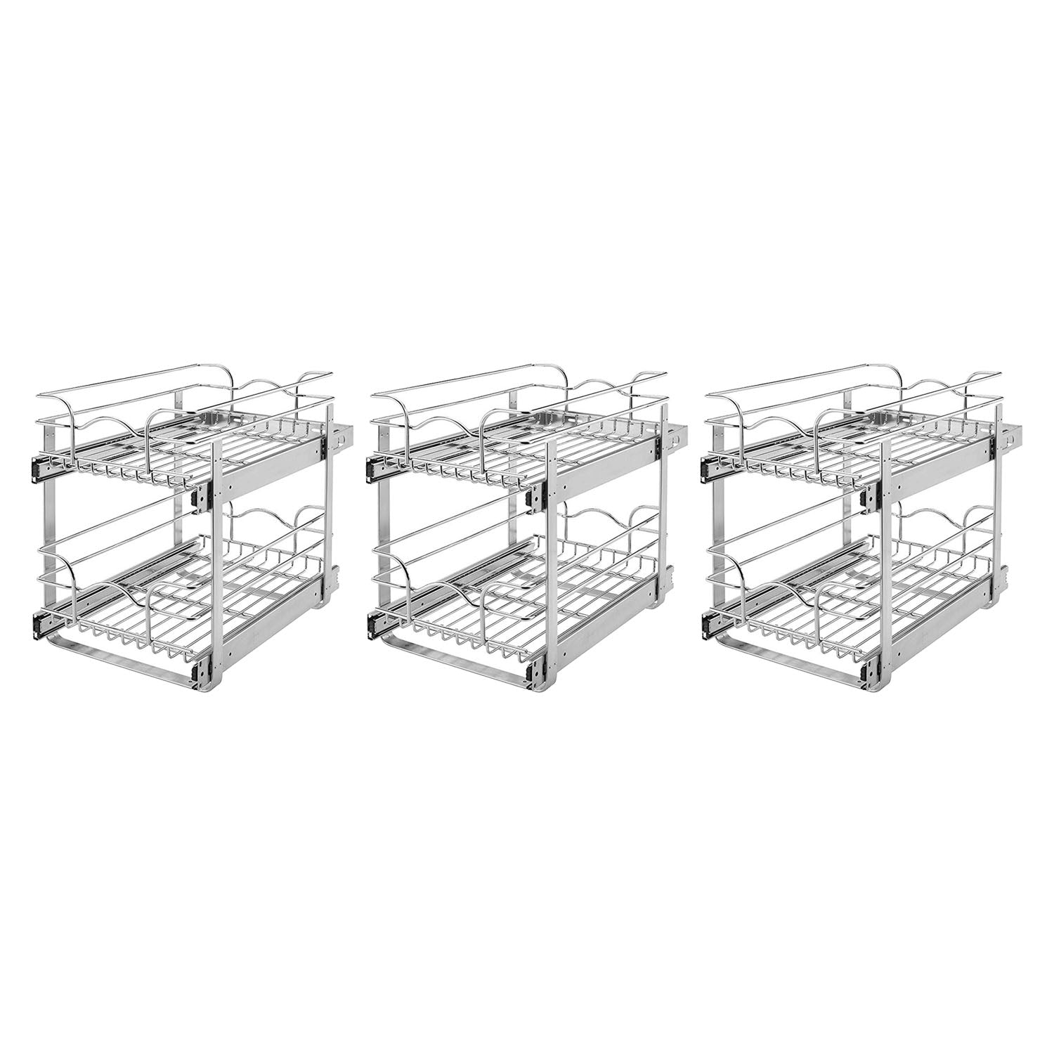 Rev-A-Shelf 15" Wide 22" Deep Base Kitchen Cabinet 2 Tier Pull Out (3 Pack)