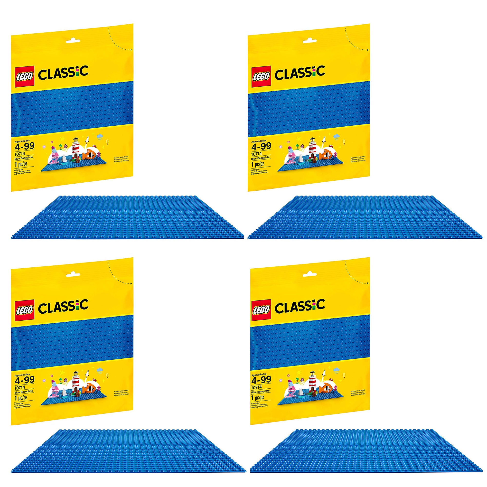 LEGO Classic 6213433 32 x 32 Stud Baseplate for Building, Blue (4 Pack)