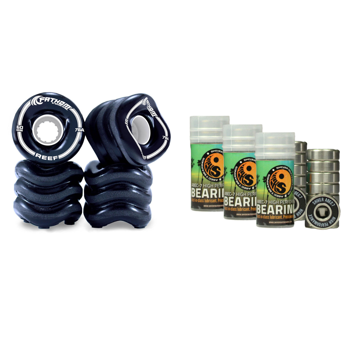 Fathom by Shark Wheel 60MM Reef Wheel Set | High-Performance 8-Piece Bearings