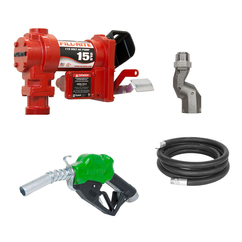 Fill-Rite Self Priming Cast Iron 115 Volt AC Fuel Pump and Elbow Kit with Nozzle