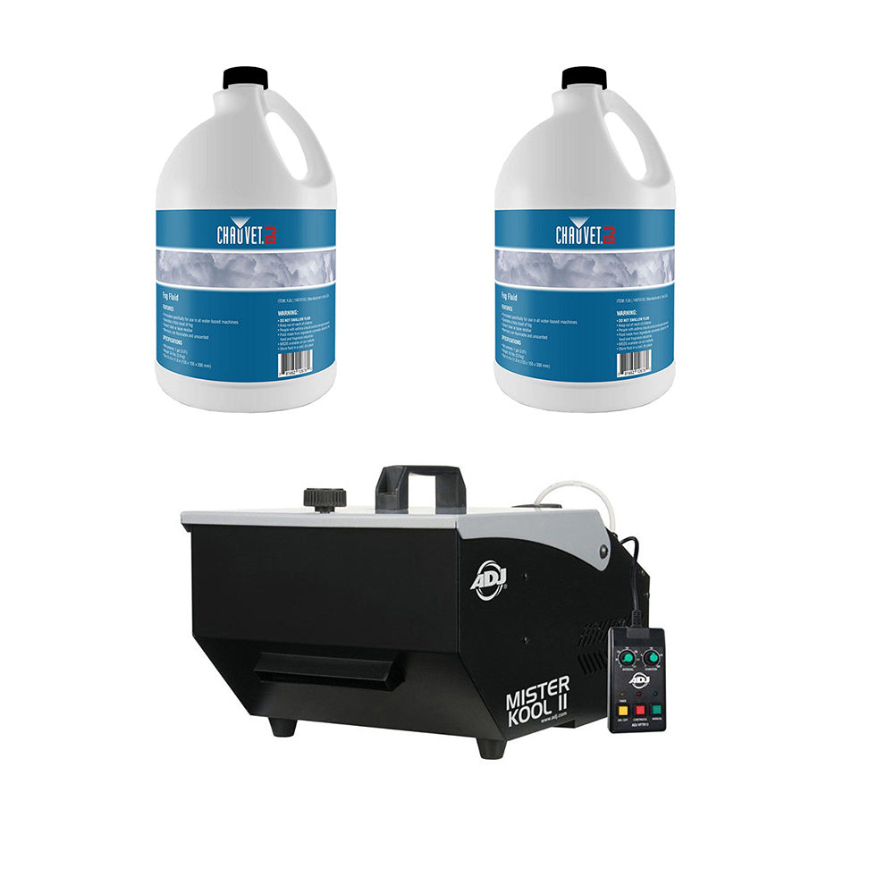 American DJ Mister Kool II Fog Machine + 1 Gallon Bottle of Fluid (2 Pack)