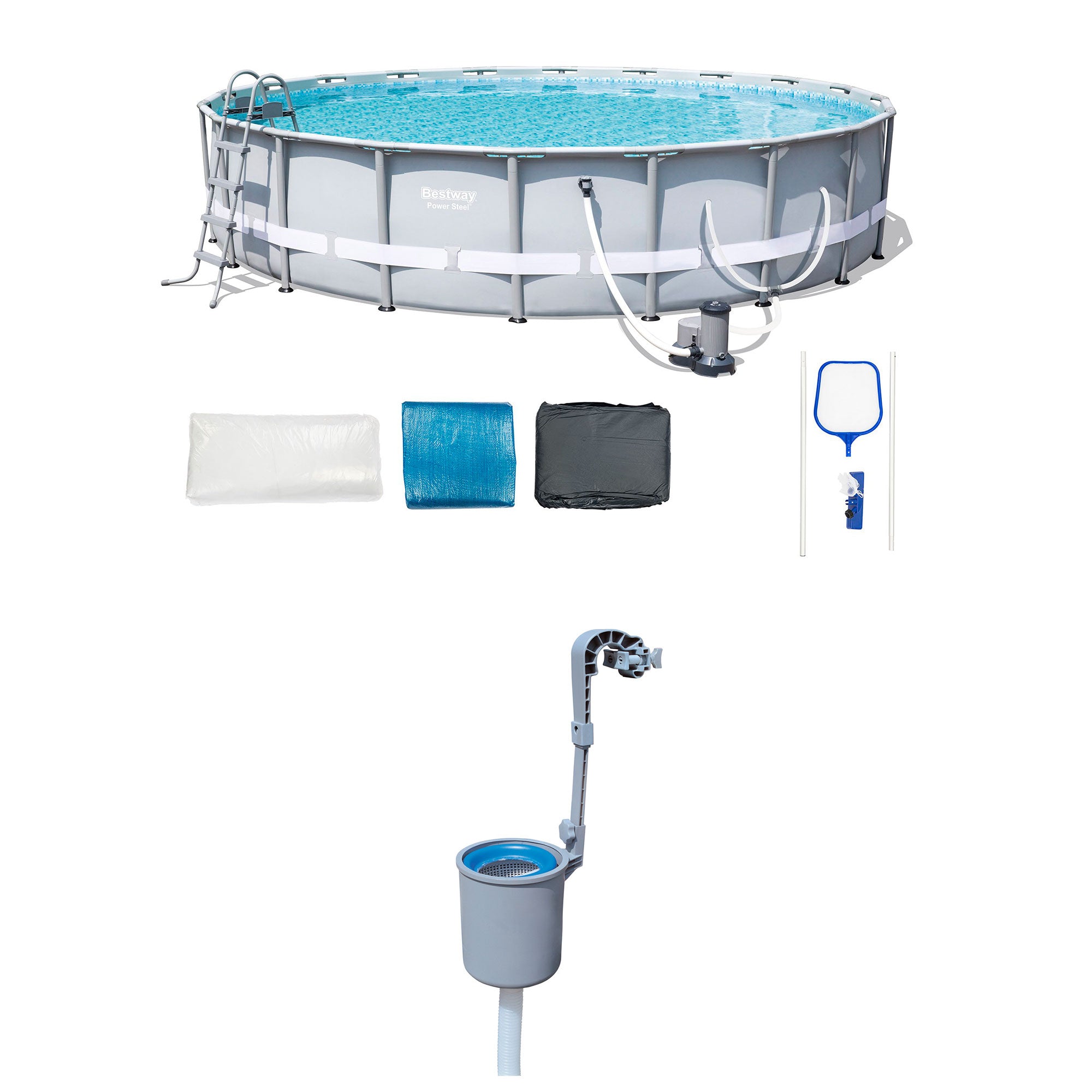 Bestway Steel 20ft x 48in Above Ground Swimming Pool & Pump & Surface Skimmer - VMInnovations