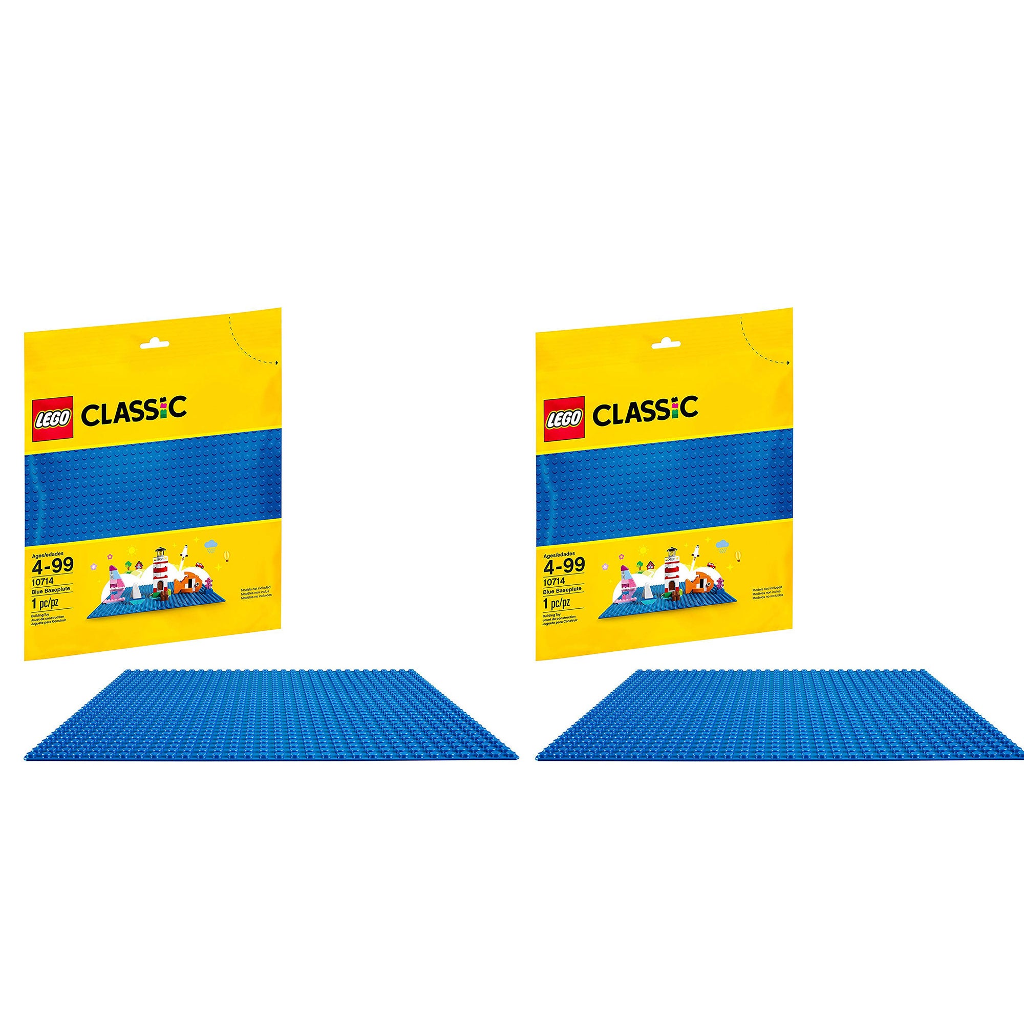 LEGO Classic 6213433 10 x 10 Inch Baseplate for Building, Blue (2 Pack)