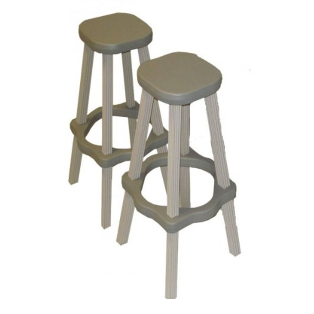 2) Leisure Accents 26" Tall Barstool Patio Outdoor Indoor Gray/Beige (Open Box)