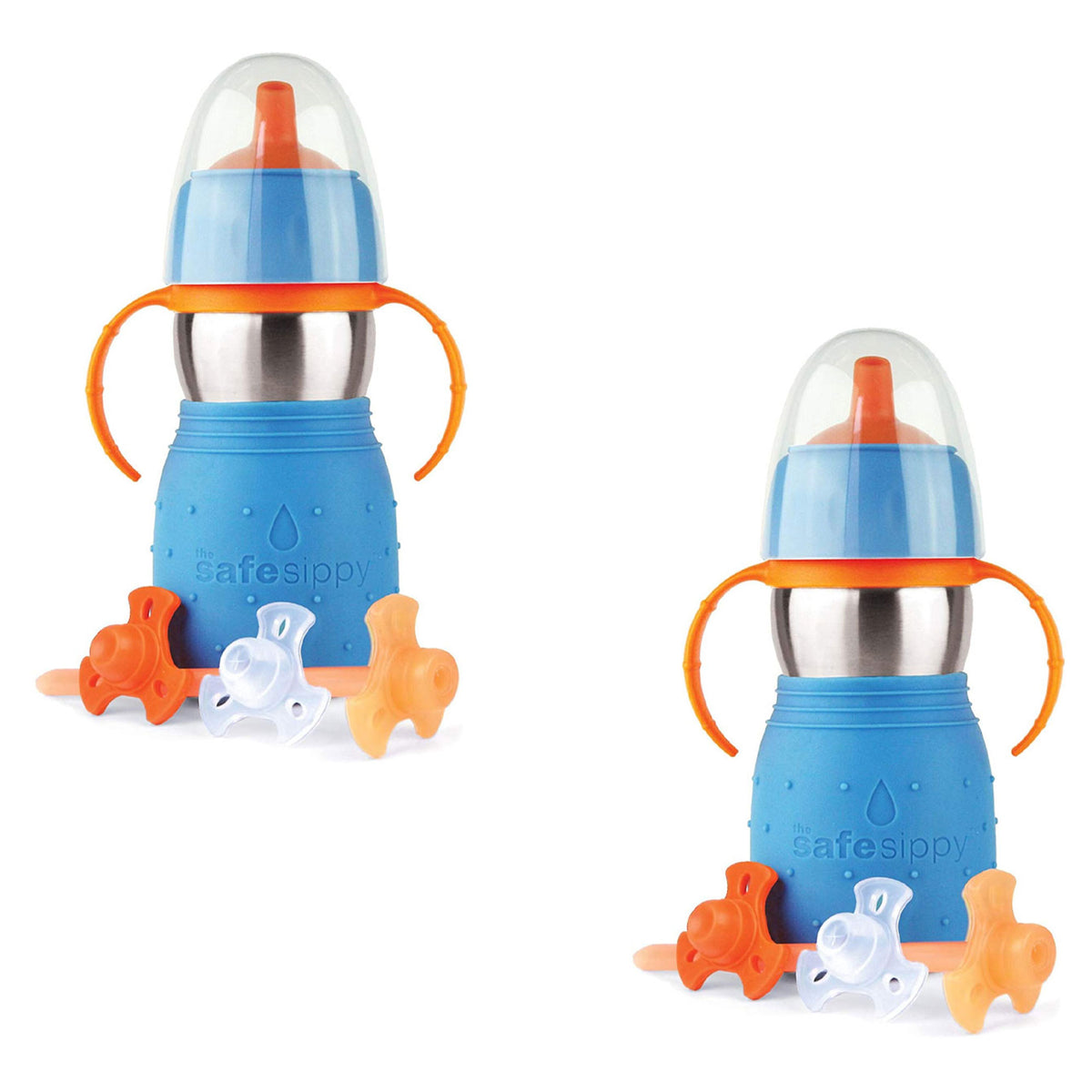 Kid Basix 894148002046 Stainless Steel Safe Sippy Cup Bottle, Blue (2 Pack)