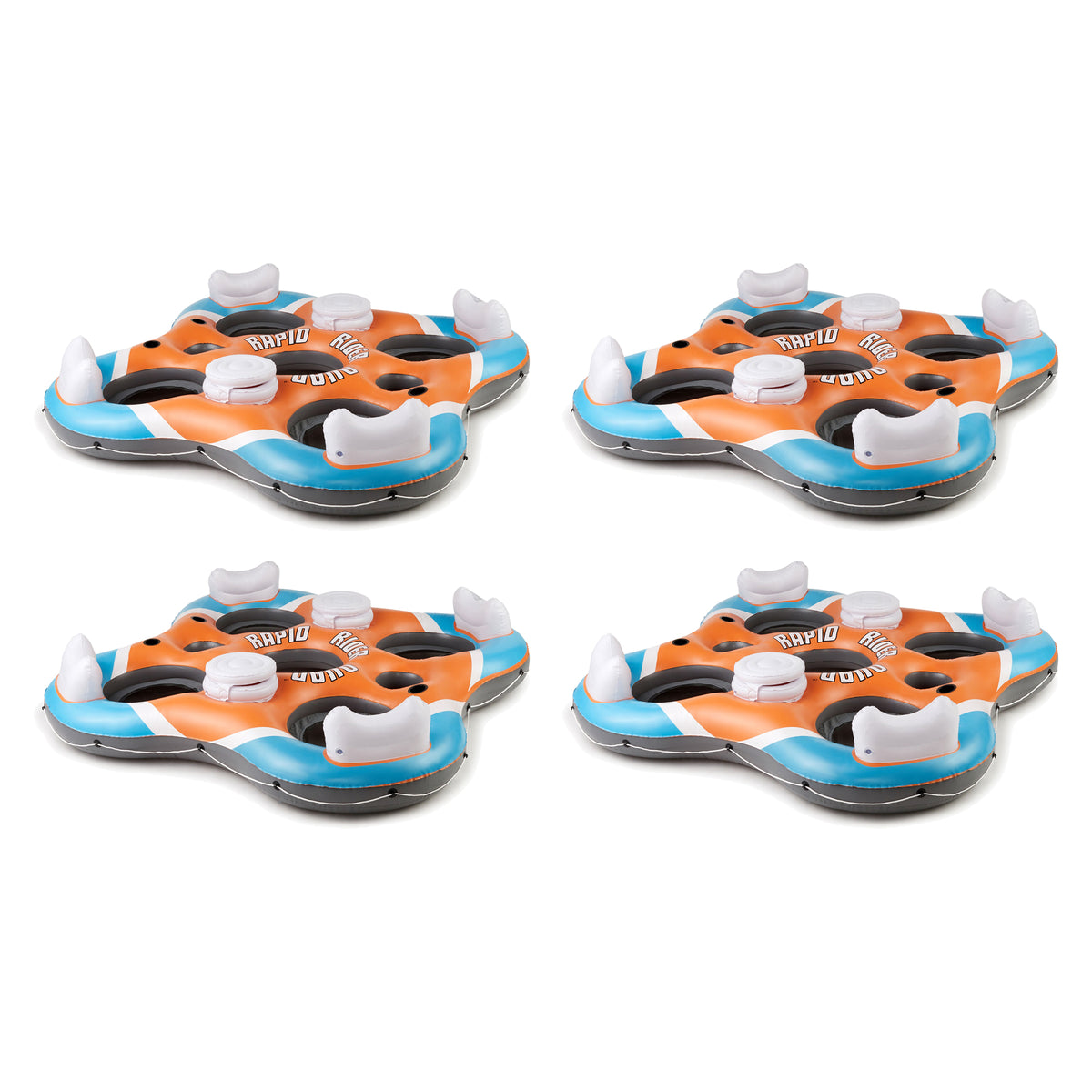 Bestway 101-Inch Rapid Rider 4 Person Floating Island River Lake Raft (4 Pack)