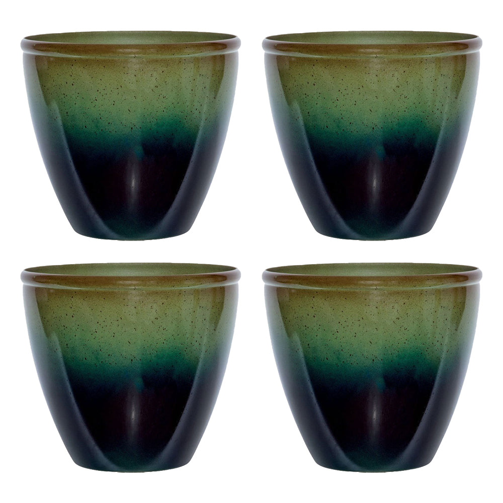 Suncast Seneca 16 Inch Decorative Resin Flower Planter Pot, Green/Blue (4 Pack)
