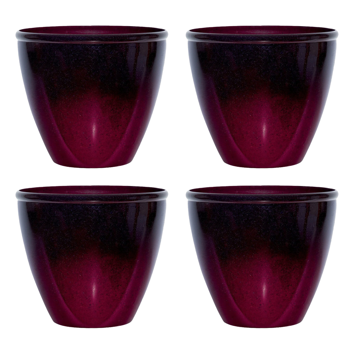 Suncast Seneca 16 Inch Ombre Resin Plant Flower Planter Pot, Red/Plum (4 Pack)