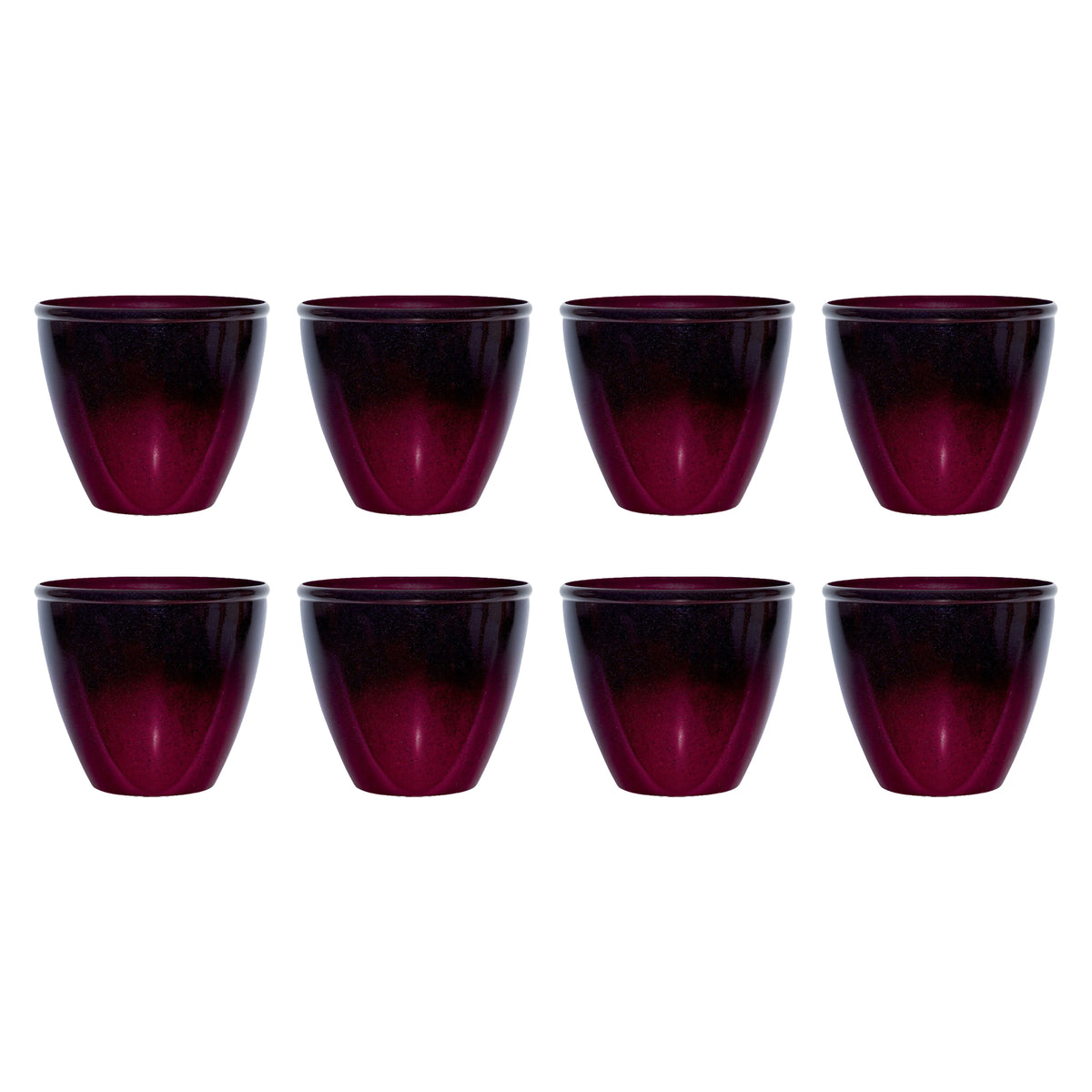 Suncast Seneca 16 Inch Ombre Resin Plant Flower Planter Pot, Red/Plum (8 Pack)