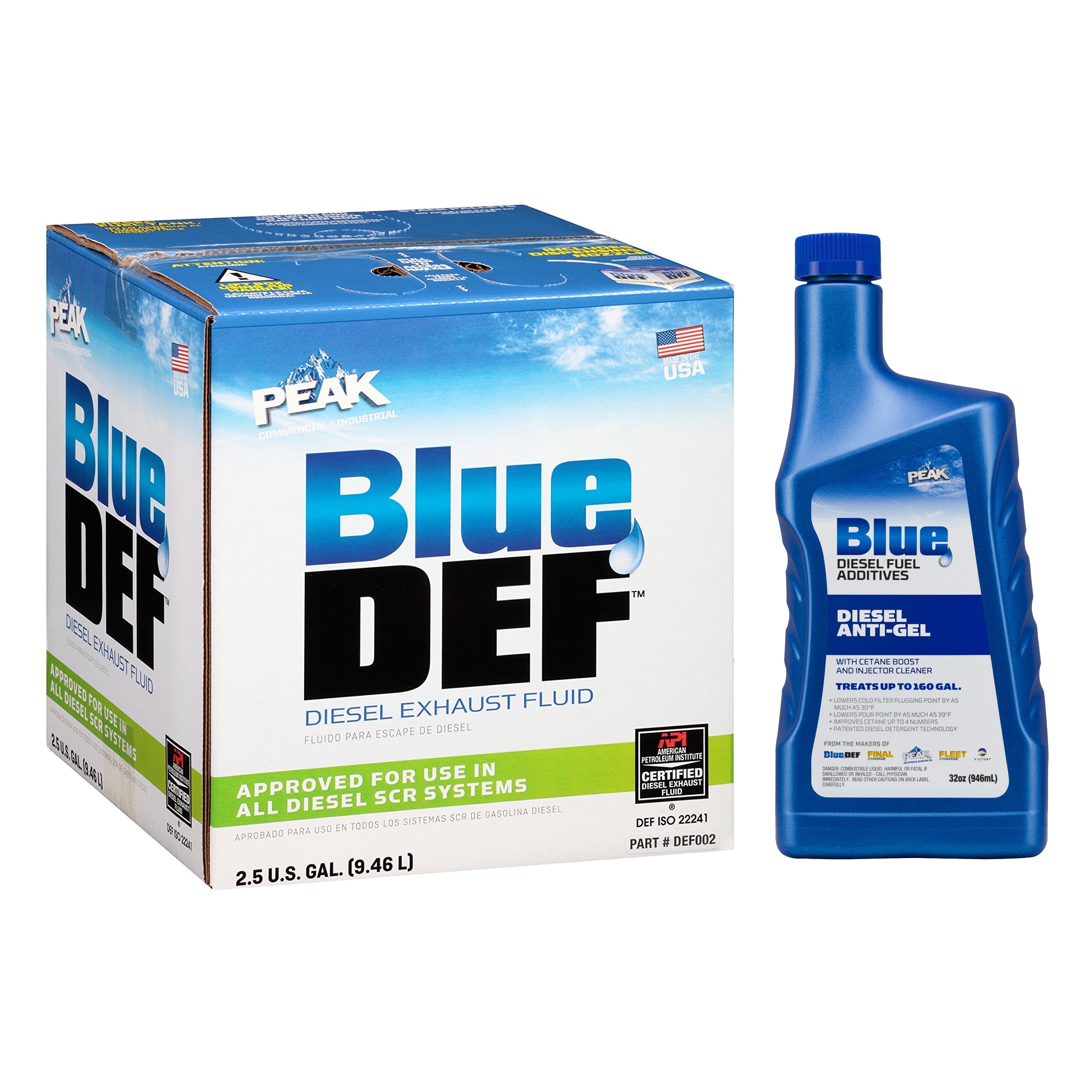 BlueDEF Diesel Urea Deionized Water 2.5 Gal Jug & PEAK Anti-Gel Diesel Additive