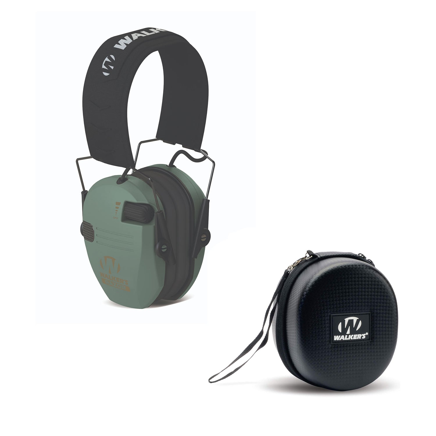 Walker's Razor Slim Shooter Sage Electronic Hearing Protection Earmuff w/ Case