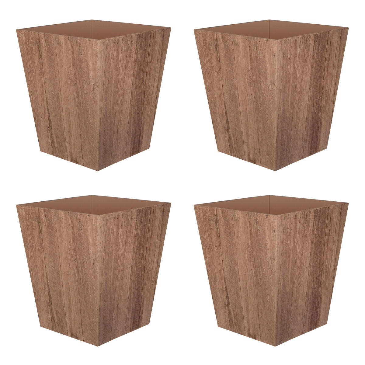 Suncast 16 Inch Farmington Rustic Wood Finish Garden Planter, Brown (4 Pack)