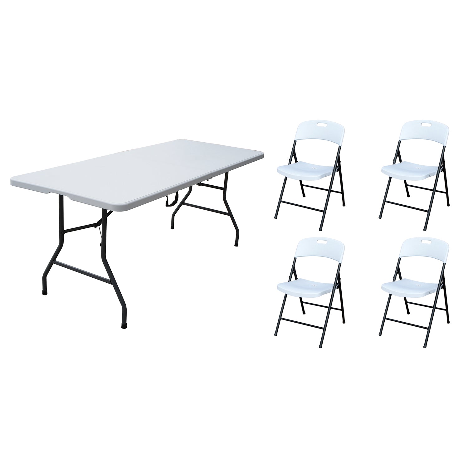 Plastic Development Group 6' Folding Banquet Table & Folding Chairs (4 Pack) - VMInnovations