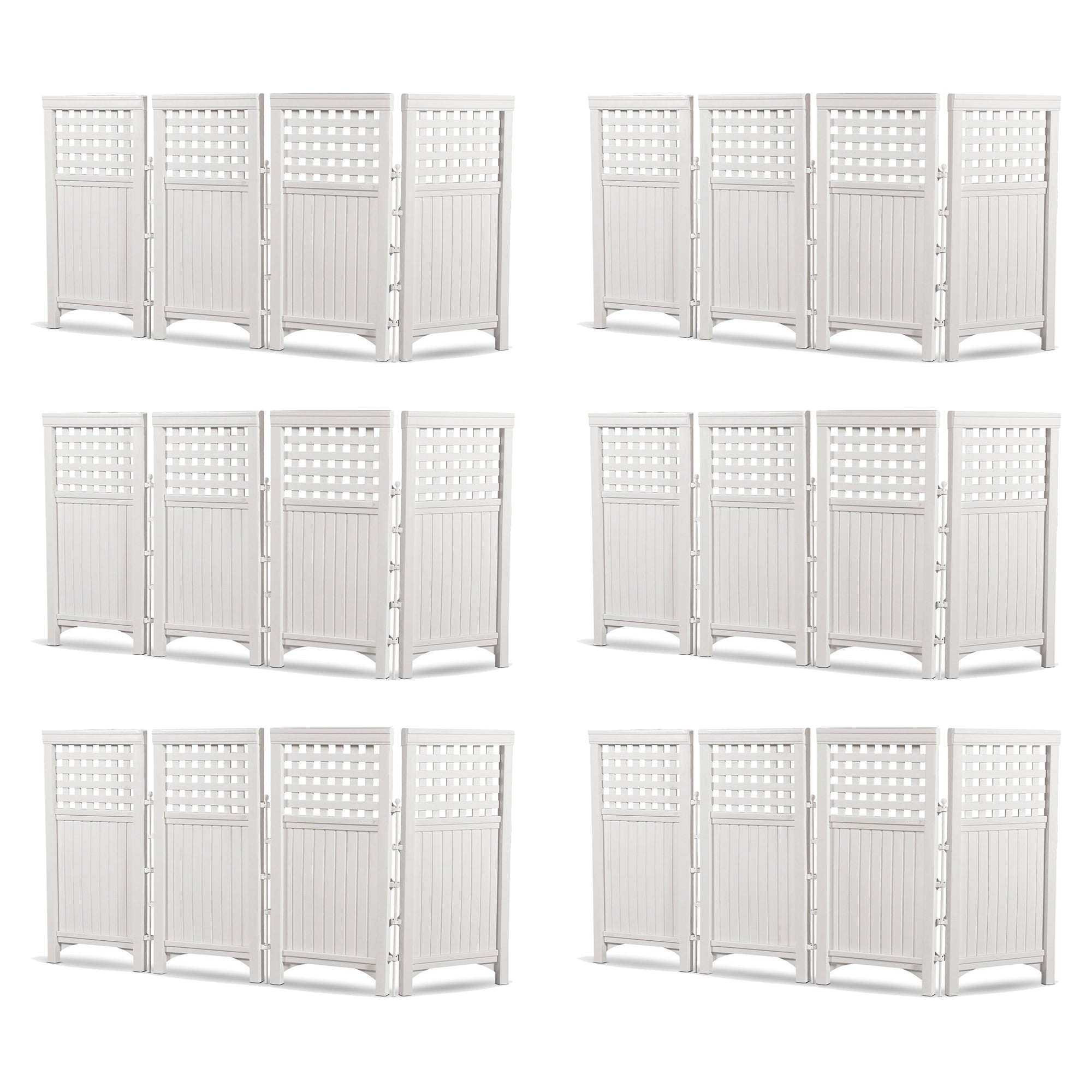 Suncast Outdoor Garden Yard 4 Panel Screen Enclosure Gated Fence, White (6 Pack)