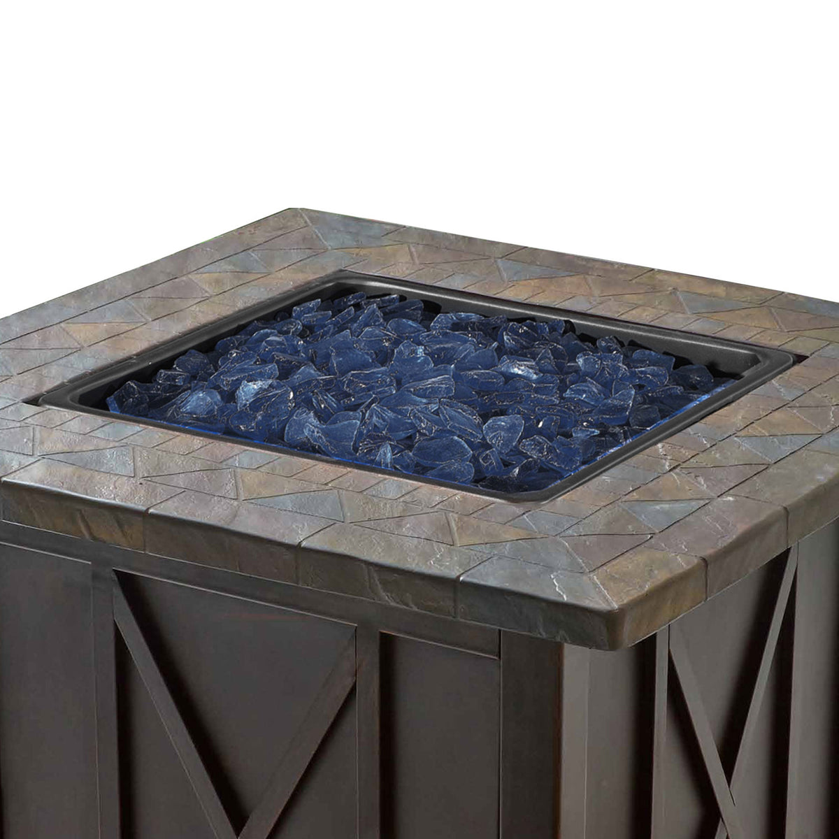 Endless Summer 30,000 BTU LP Gas Outdoor Fire Pit with Blue Fire Glass, Bronze - VMInnovations