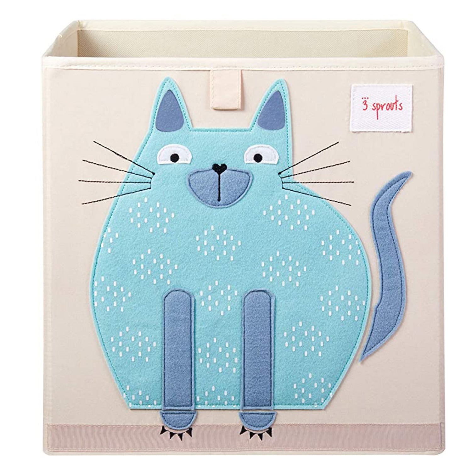 3 Sprouts Foldable Storage Cube Bin Box & Canvas Laundry Bin Basket, Blue Cat