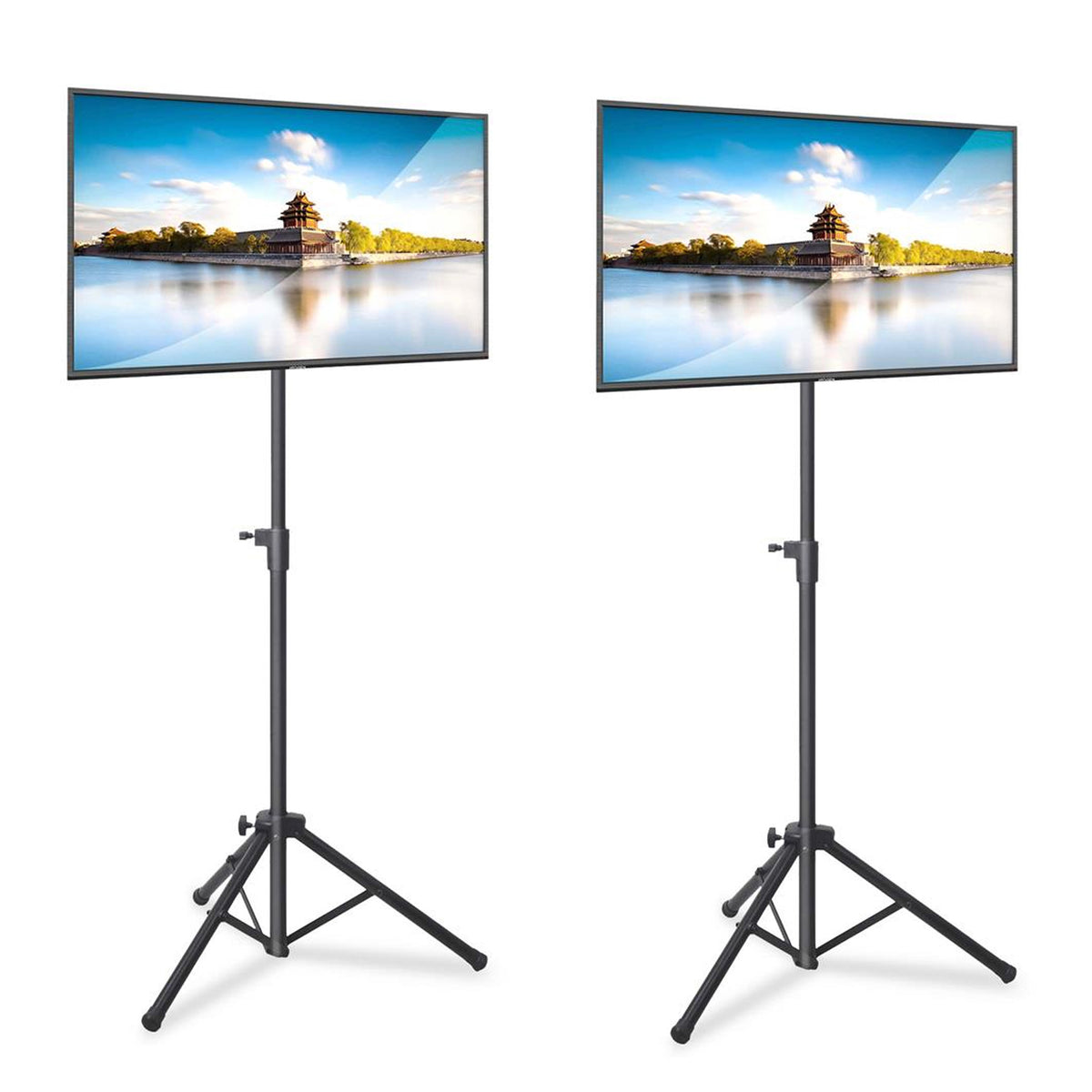 Pyle Foldable Adjustable Height Steel Tripod Flatscreen TV Stand, Black (2 Pack) - VMInnovations
