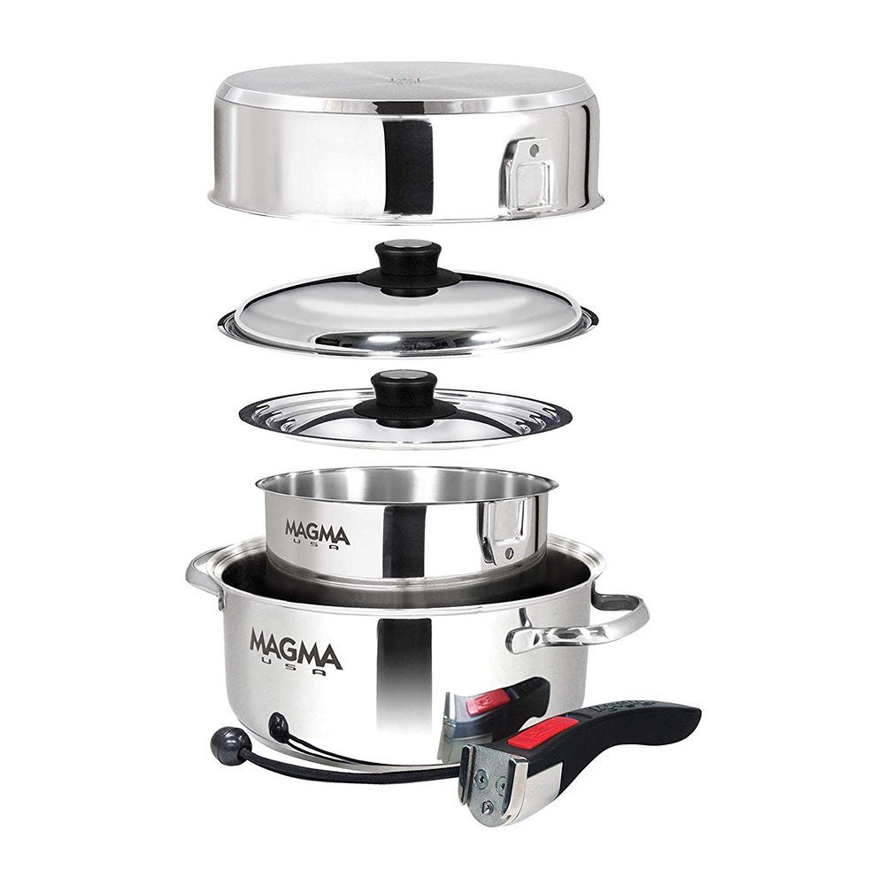 Magma Products 7 Piece Stainless Steel Milled Flat Nesting Cookware (Open Box)