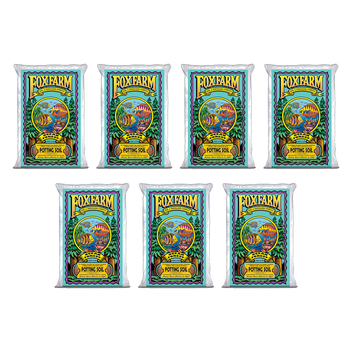 Foxfarm Ocean Forest Garden Potting Soil Bags 6.3-6.8 pH, 1.5 Cubic Feet, 7 Pack - VMInnovations