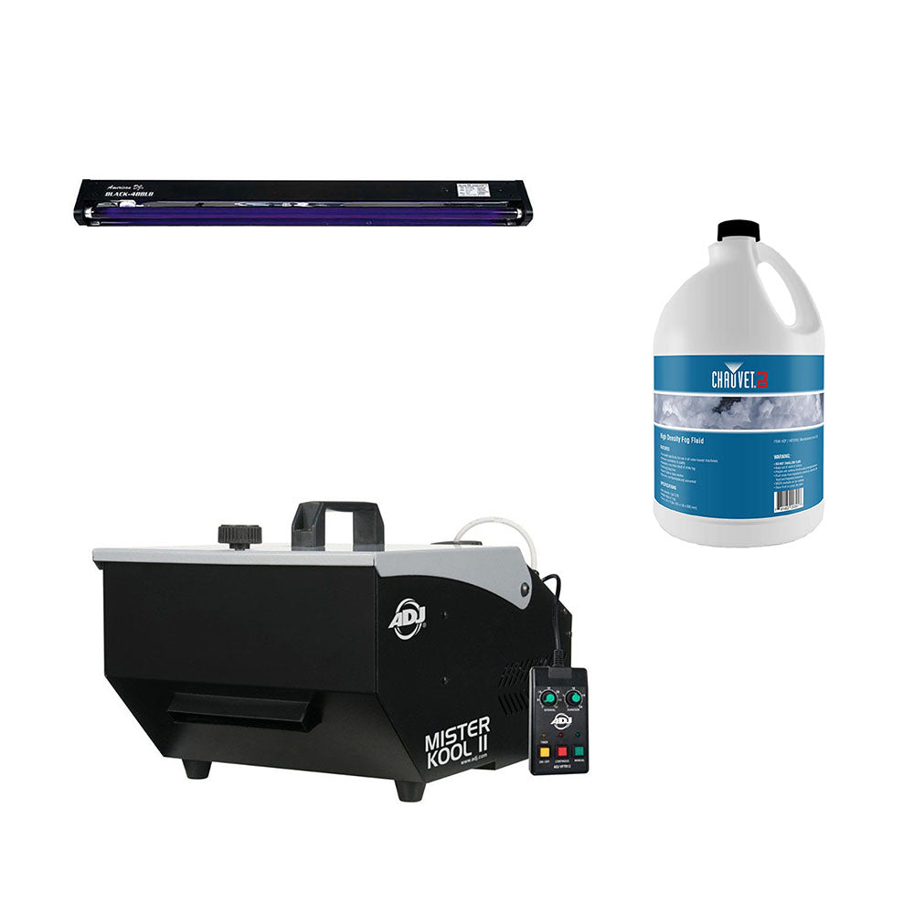 ADJ Mister Kool II Fog Machine with 48" Black Light & 1 Gallon Fog Juice Fluid