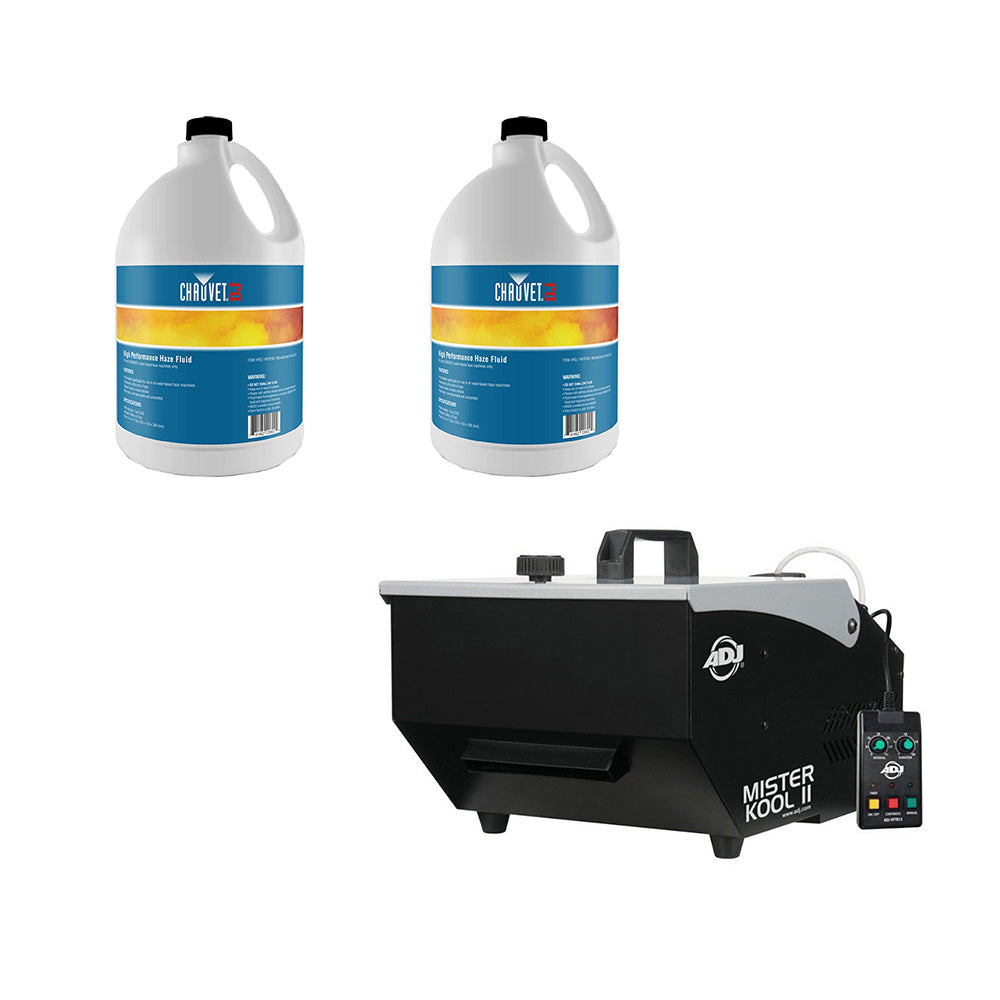 ADJ Mister Kool II Fog Machine with 1 Gallon Hurricane Fog Juice (2 Pack) - VMInnovations