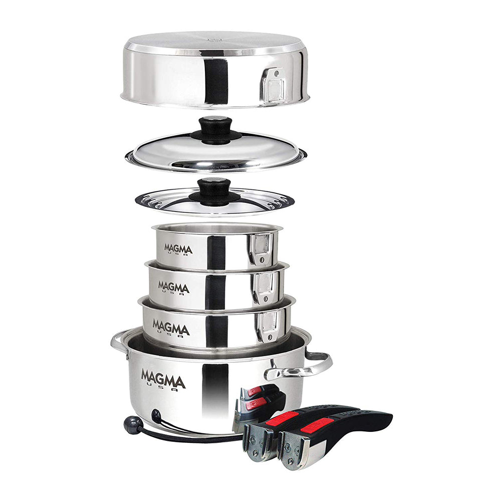 Magma Products 10 Piece Stainless Steel Gourmet Nesting Kitchen Cookware (Used)