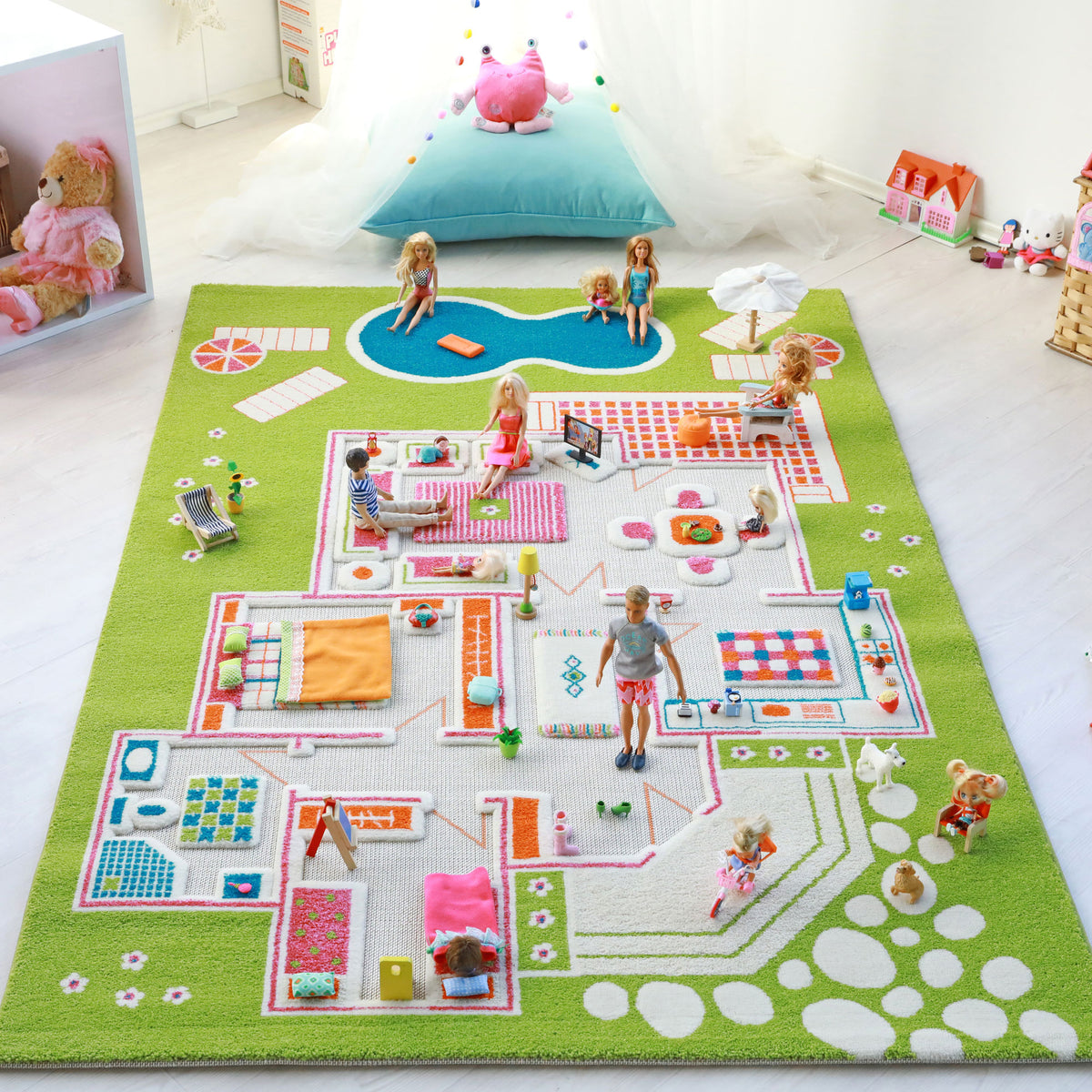 IVI 3D Play Carpets 78 x 52.5 Inch Play House Educational Toddler Mat Rug, Large - VMInnovations