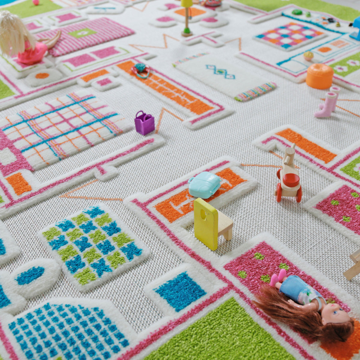 IVI 3D Play Carpets 78 x 52.5 Inch Play House Educational Toddler Mat Rug, Large - VMInnovations