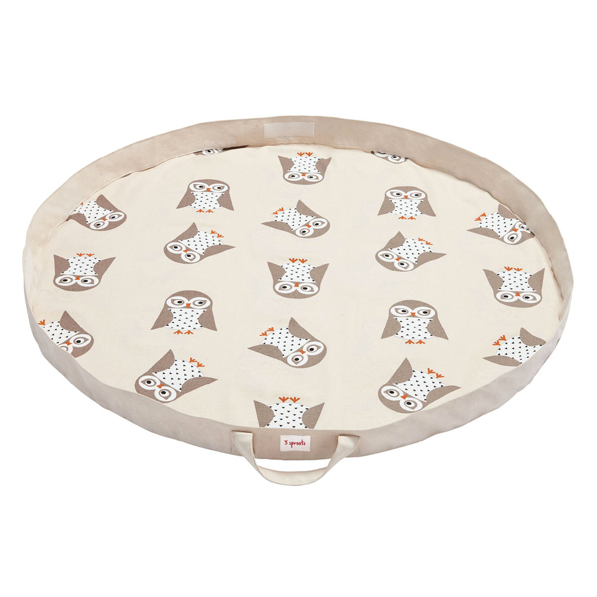 3 Sprouts Storage Bin Basket and Toy Storage Bag Play Mat, Gray Owl Pattern