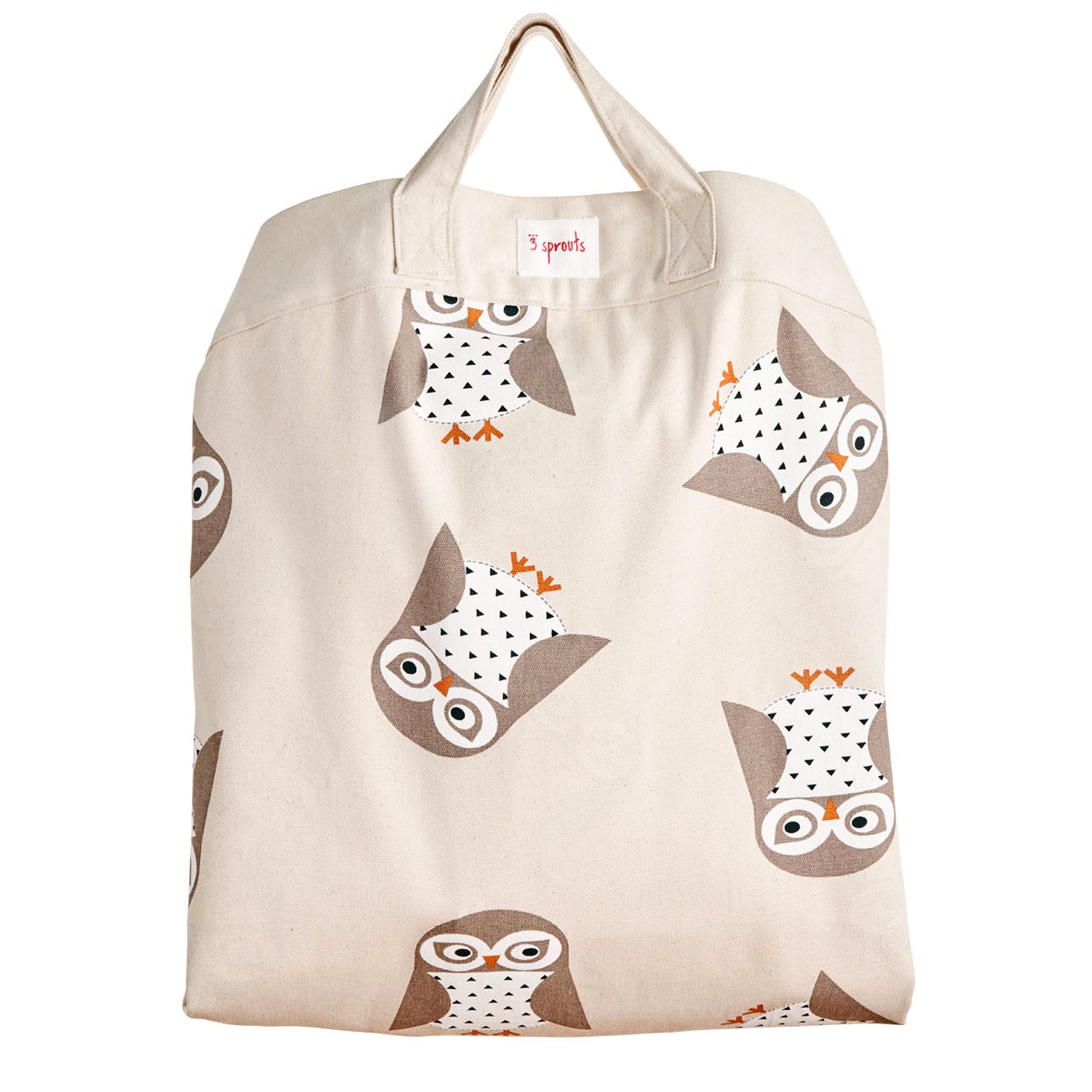 3 Sprouts Storage Bin Basket and Toy Storage Bag Play Mat, Gray Owl Pattern