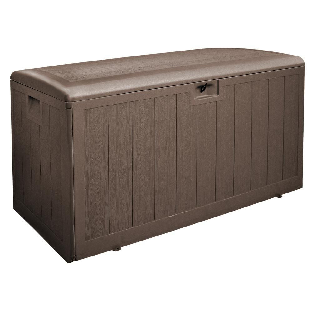 Plastic Development Group 130-Gallon Resin Outdoor Patio Storage Deck Box, Brown - VMInnovations